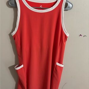 Lou & Grey Red Midi Dress with White Trim